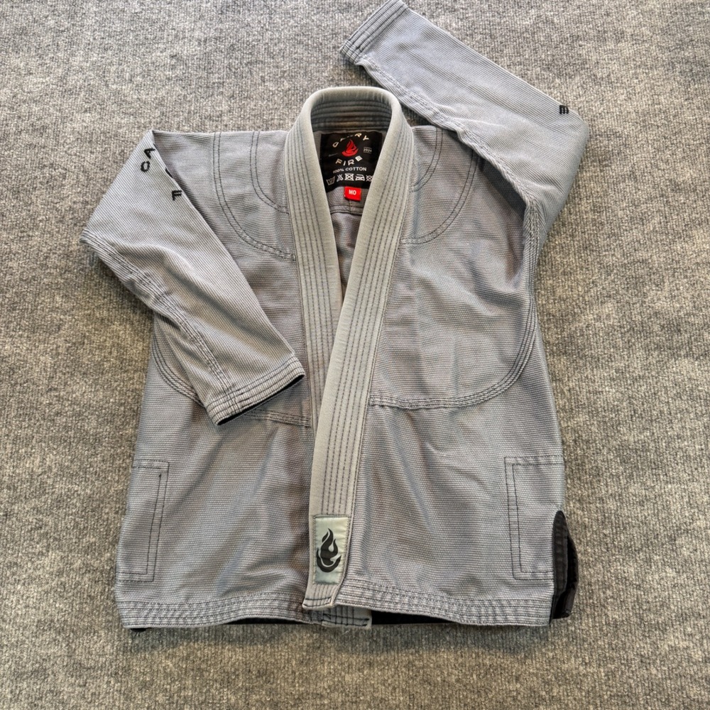 Carry Fire BJJ Gi Jacket Light Grey Pearl Weave Cotton Martial Arts Top M0